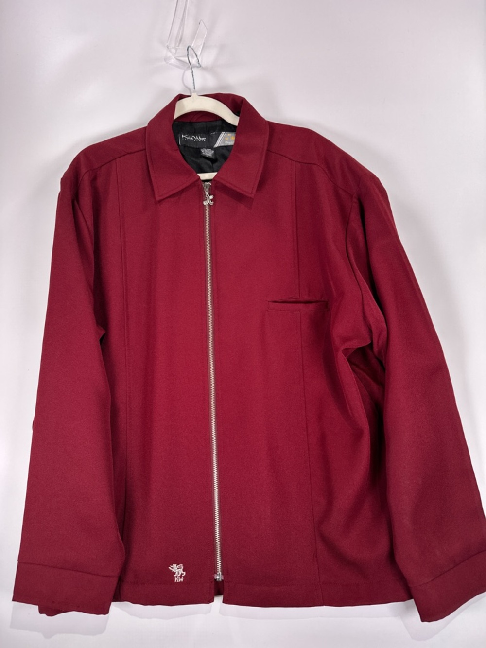 KikWear Smooth Cut Mechanic Jacket Vintage Full Zip Polyester Burgundy L - Picture 2 of 10